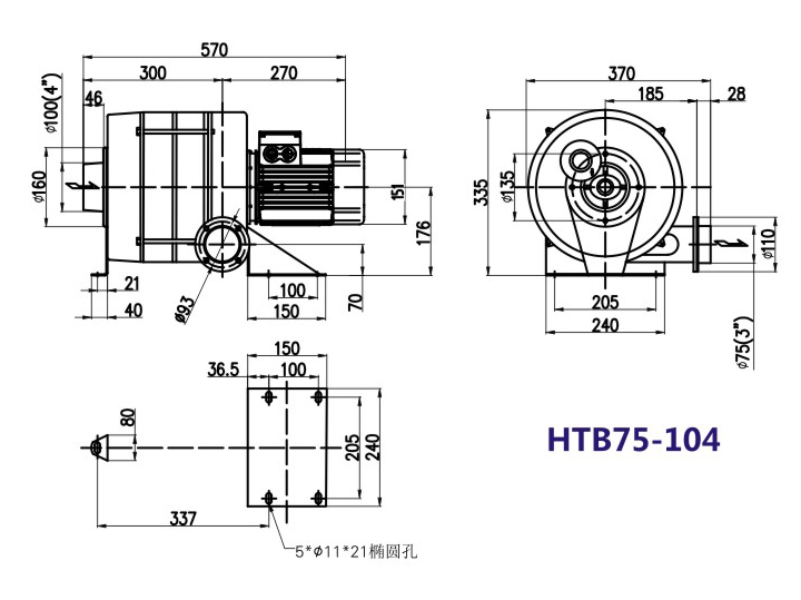 HTB100高压多段鼓风机 4KW大风量风机